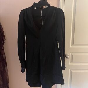 A.L.C. Black Long-Sleeve V-Neck Dress